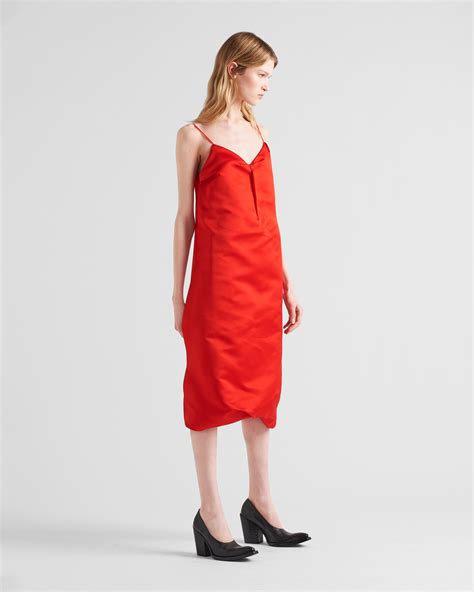 Red Satin And Pongé Dress 